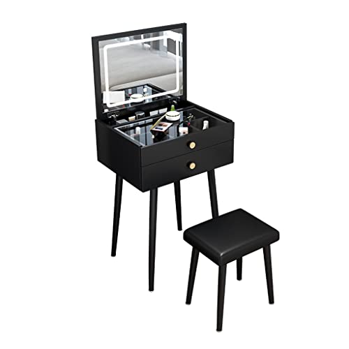 ENGENDER Minimalist Makeup Vanity Table with Flip Dresser Design and Drawers for Bedroom, Color A, Size L50cm